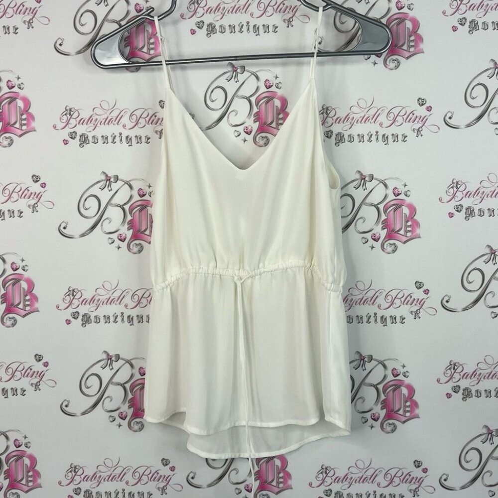 Babaton aritzia tank top white Cream Camisole Top tie up ribbon